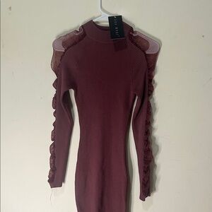 Elegant Burgundy Knit Dress